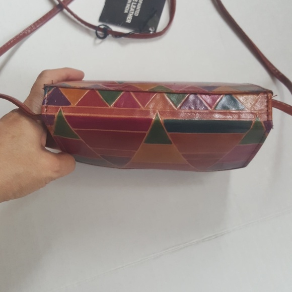 Geometric print vintage leather purse crossbody - Picture 5 of 8
